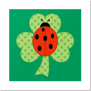 St. Patrick's Day Shamrock Polka dots Ladybug Ladybird Clover Posters and Art